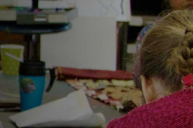 Two residents doing art