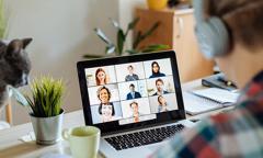 Person engaged in online training